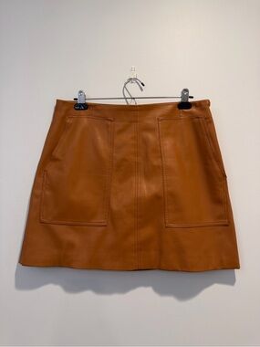 H&M Leather-Look A-Line Mini Skirt - Cognac Brown